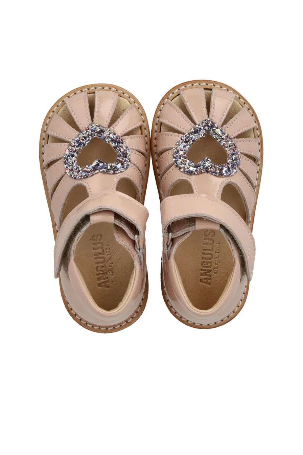 Anhjertesandal Med Glitter Og Velcrolukning 0572-102