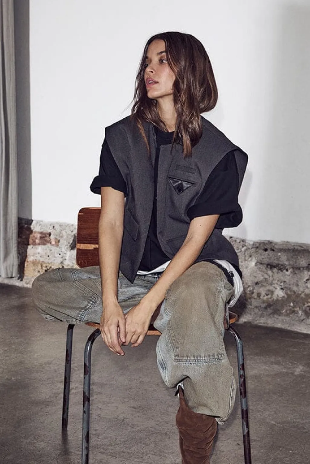 Hlaamy Box Crop Waistcoat HL10683